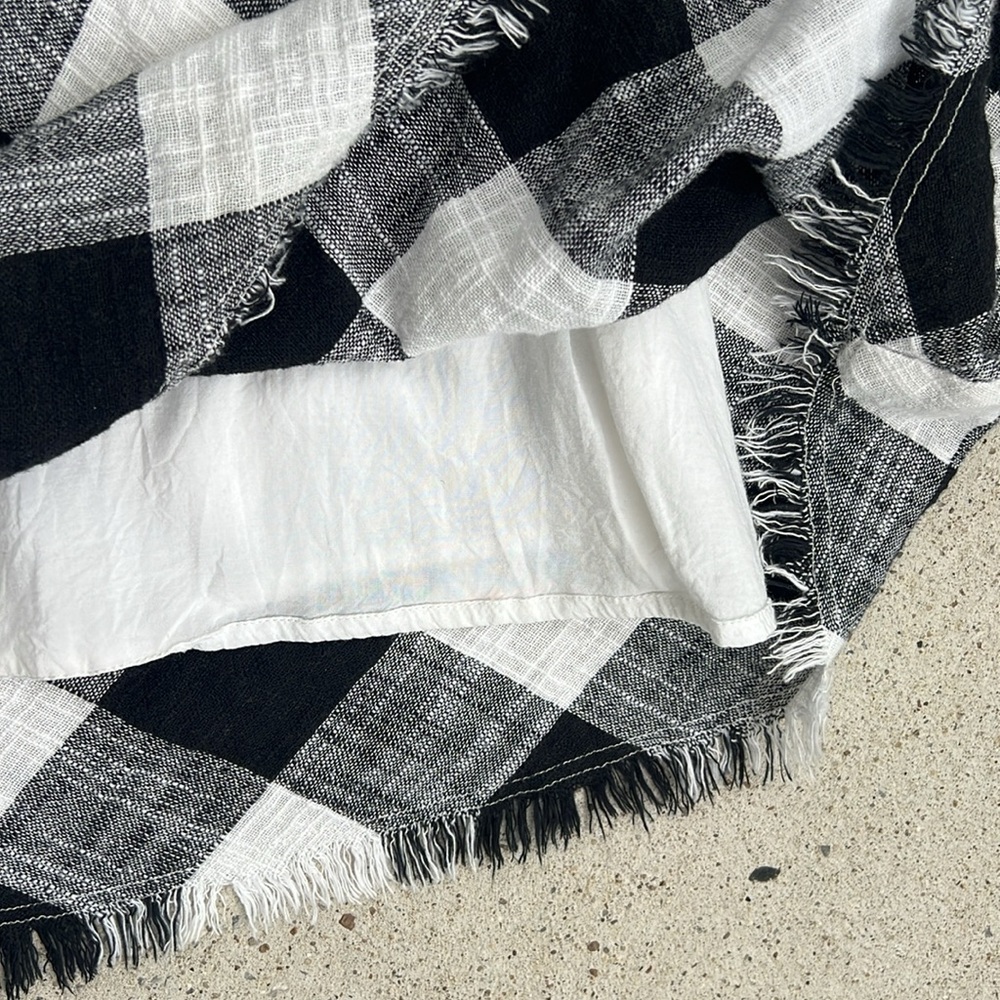 Anthropologie Cloth & Stone Black/White Gingham Check Frayed Hem Shift Medium - Picture 9 of 12